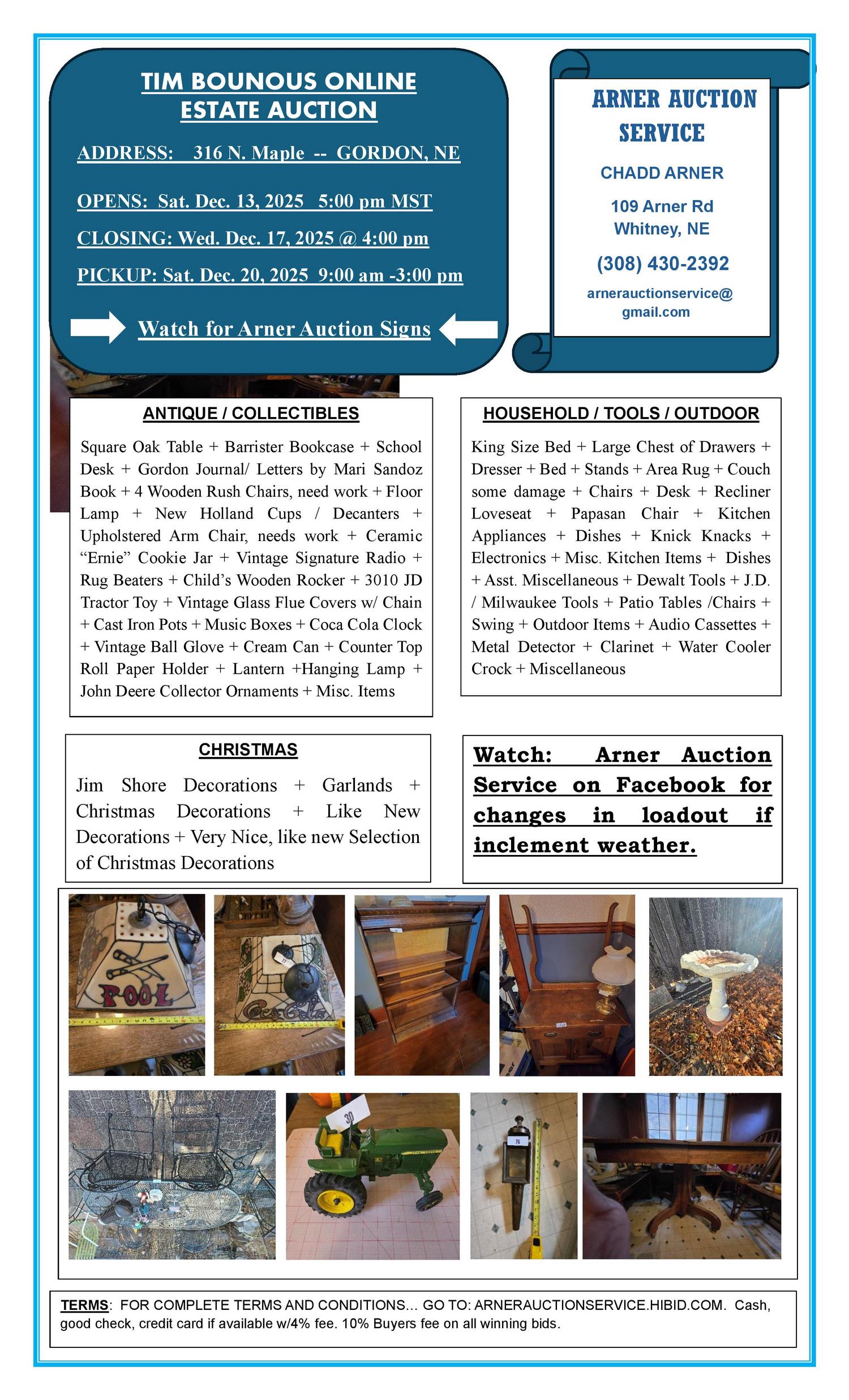 Tim Bounous Online Estate Auction: Closing Wed. Dec. 17th 2025
