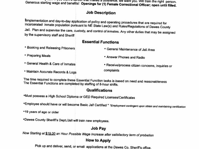 Dawes County Correctional Officer